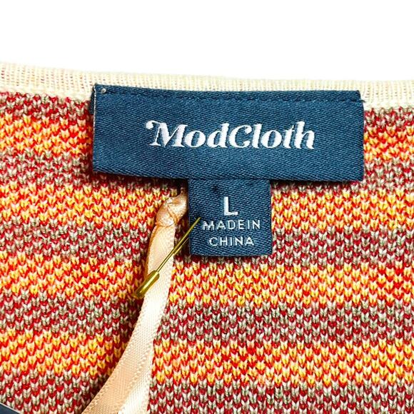 ModCloth In the Details Cream Short Sleeve Floral Sweater Top Women’s Large - Picture 5 of 8